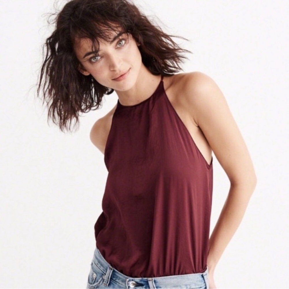 Abercrombie & Fitch Burgundy Halter Bodysuit